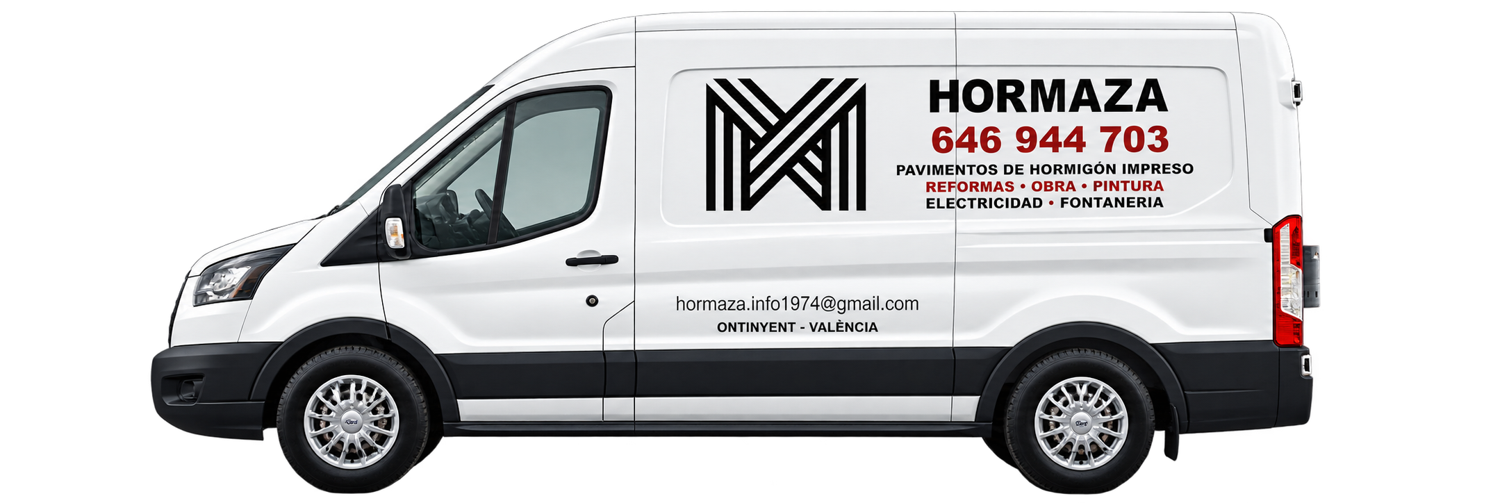 Furgoneta blanca de Hor-Maza, con su logotipo y teléfono 646 944 703